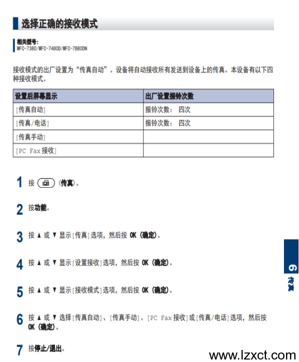 传真接收模式设置